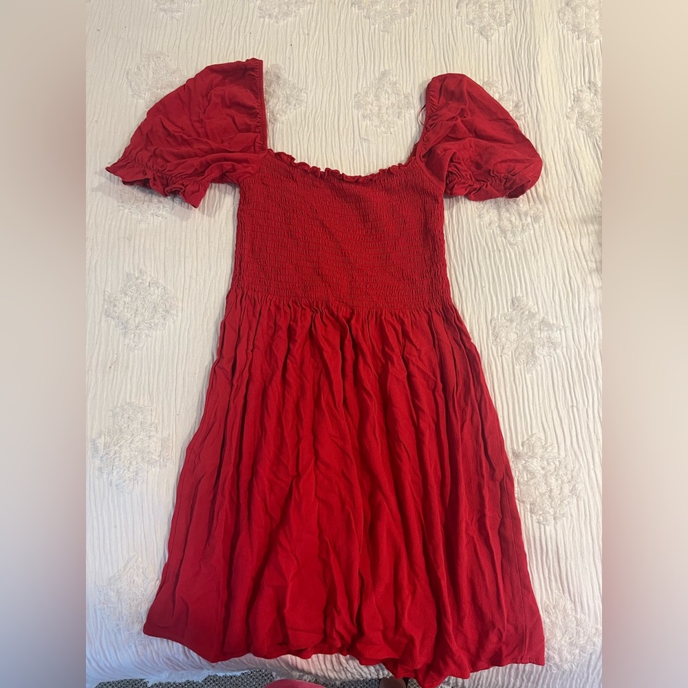 WORN ONCE Stradivarius red pelted mini dress size xs